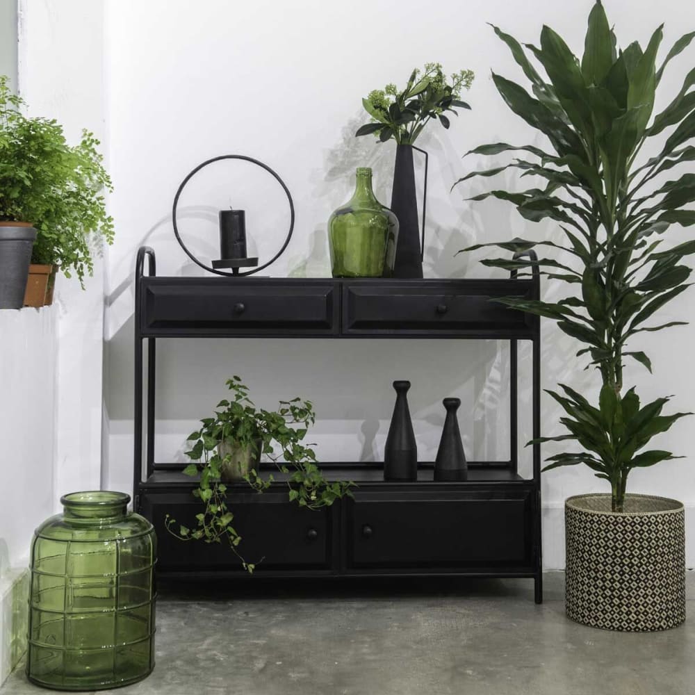 Console in metallo nero opaco con 4 cassetti - Decoclico