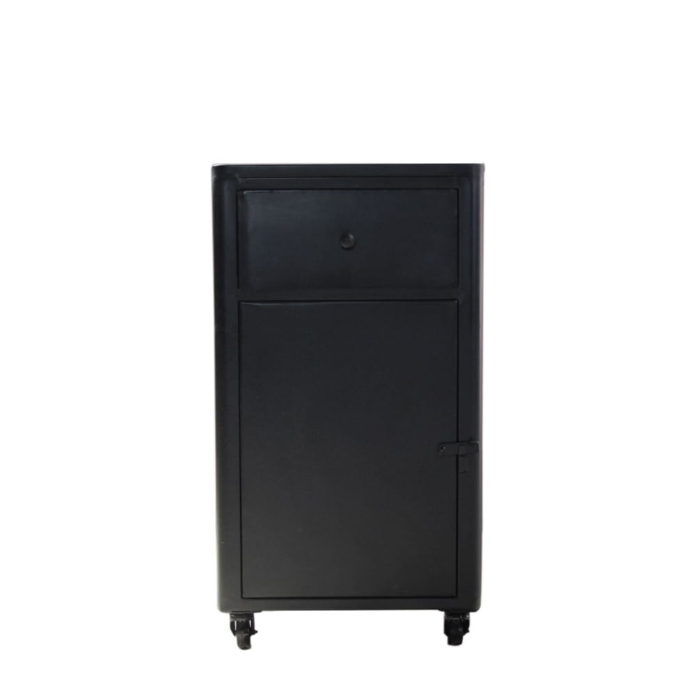 Buffet piccolo in metallo nero opaco 1 anta 1 cassetto - Metallo