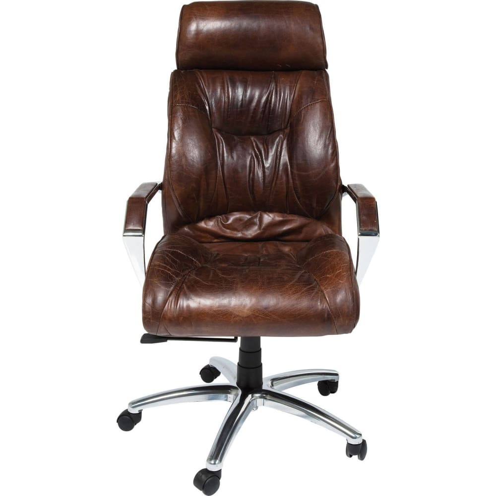 Kare Design Bürostuhl aus Leder, höhenverstellbar, drehbar, rollbar, braun style vintage - Leder