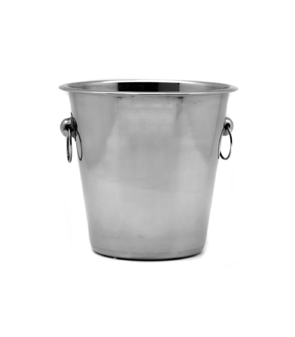 Seau à glace argenté en acier avec anses D22cm