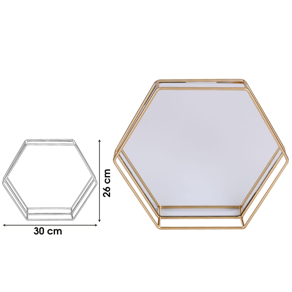 Plateau en métal doré et miroir 30x26cm - Maisons du Monde
