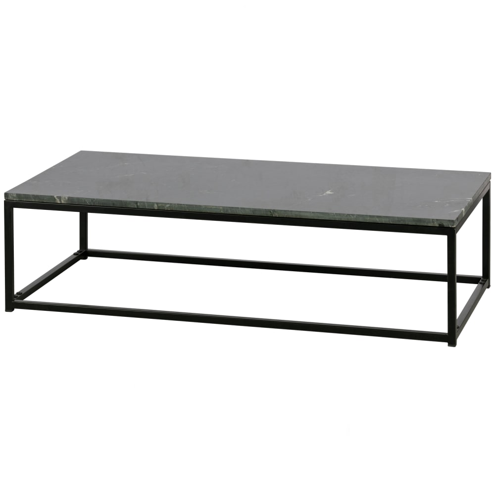 WOOOD Table basse en marbre et métal noir style contemporain Noir Carton - 60x32x120cm