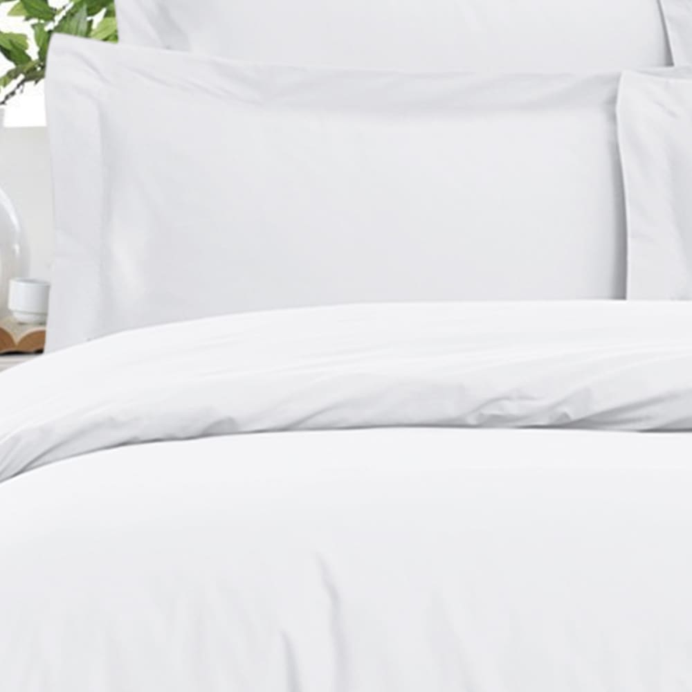 Drap housse uni en satin de coton blanc 180x200 cm — vue 3