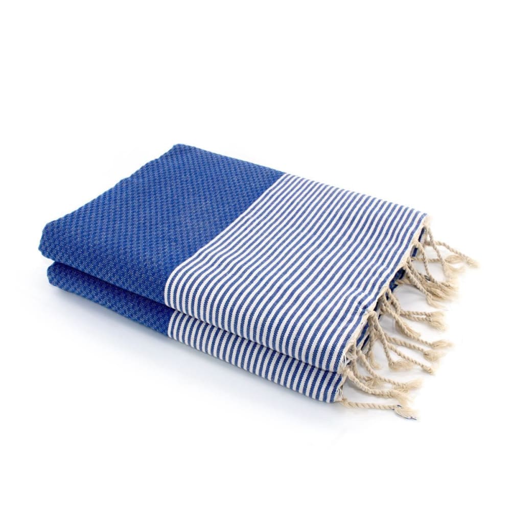 Fouta nid d'abeille xxl coton 200x200 bleu grec