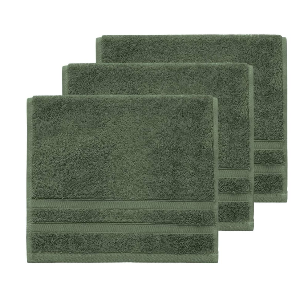 Llot de 3 serviettes invité 600 g/m² eucalyptus 30x50 cm