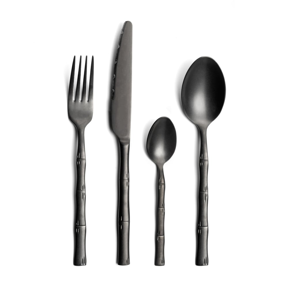 Set di posate da 16 pezzi in rivestimento in acciaio inox nero -