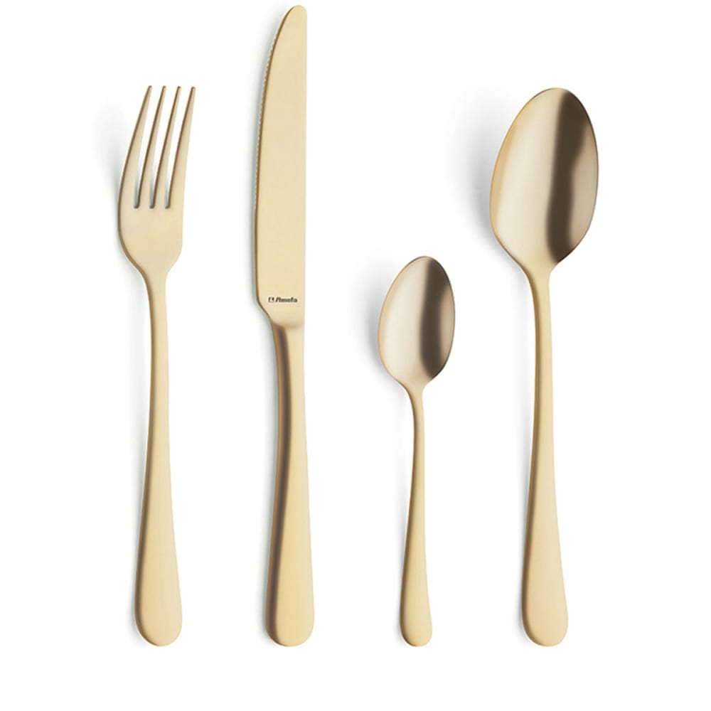 Set di posate da 24 pezzi in rivestimento in acciaio inox oro -