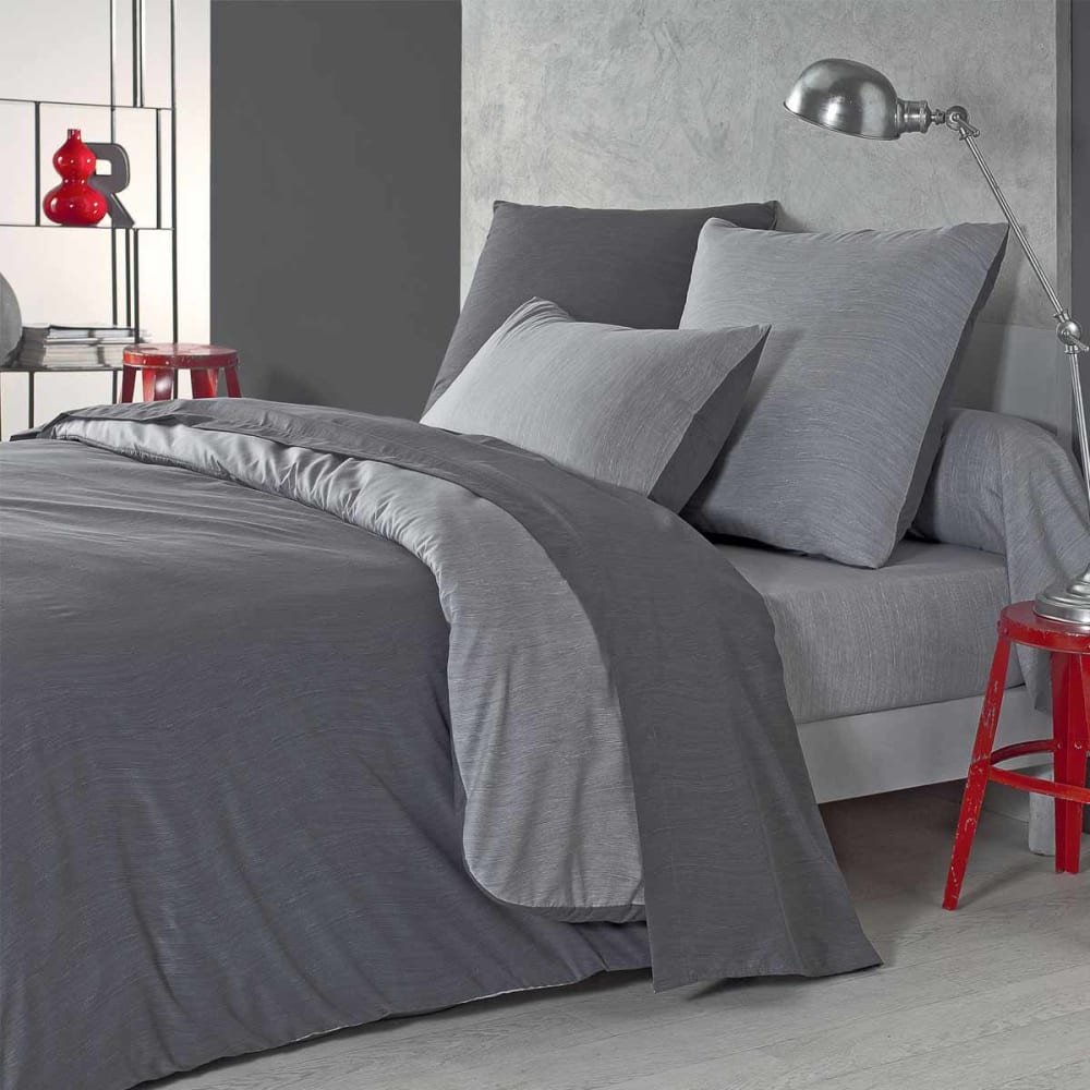 Taie d'oreiller bicolore en polyester gris 63x63 - Maisons du Monde