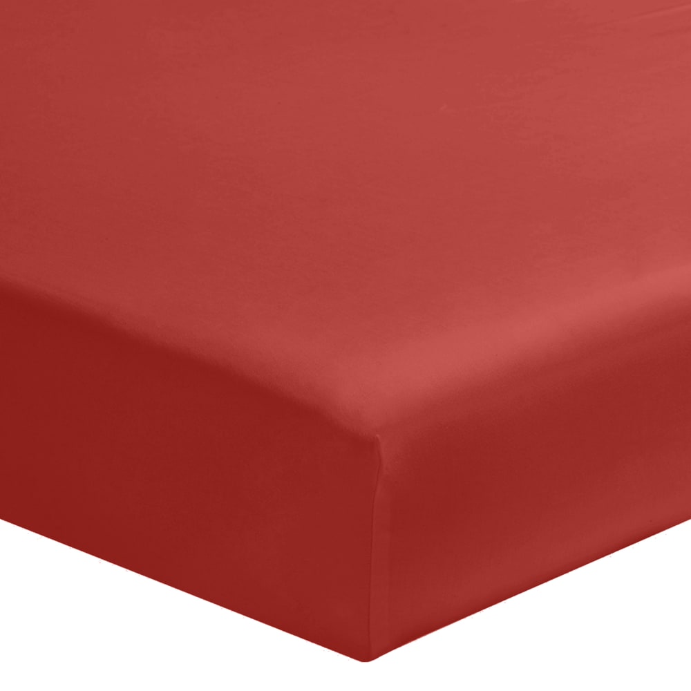 Drap housse uni en coton, cranberry 160x200