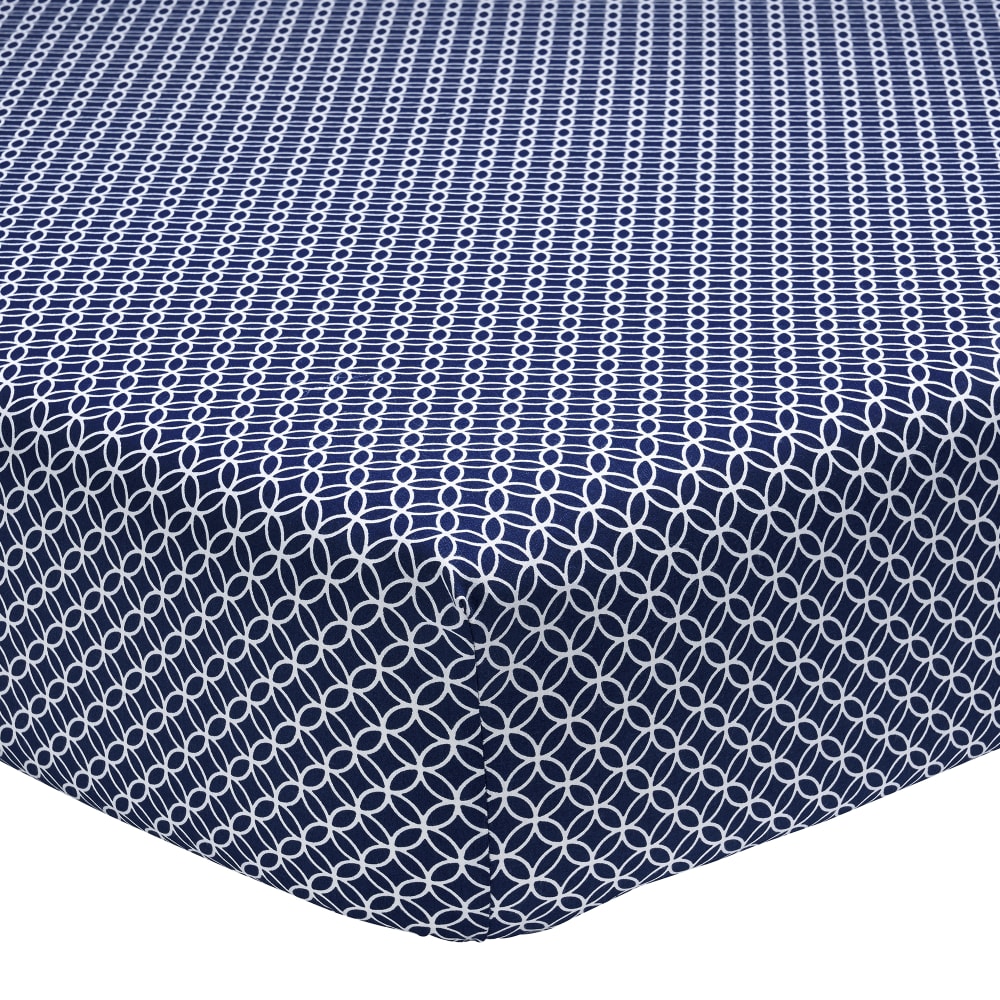 Drap housse imprimé en bambou bleu 160x200