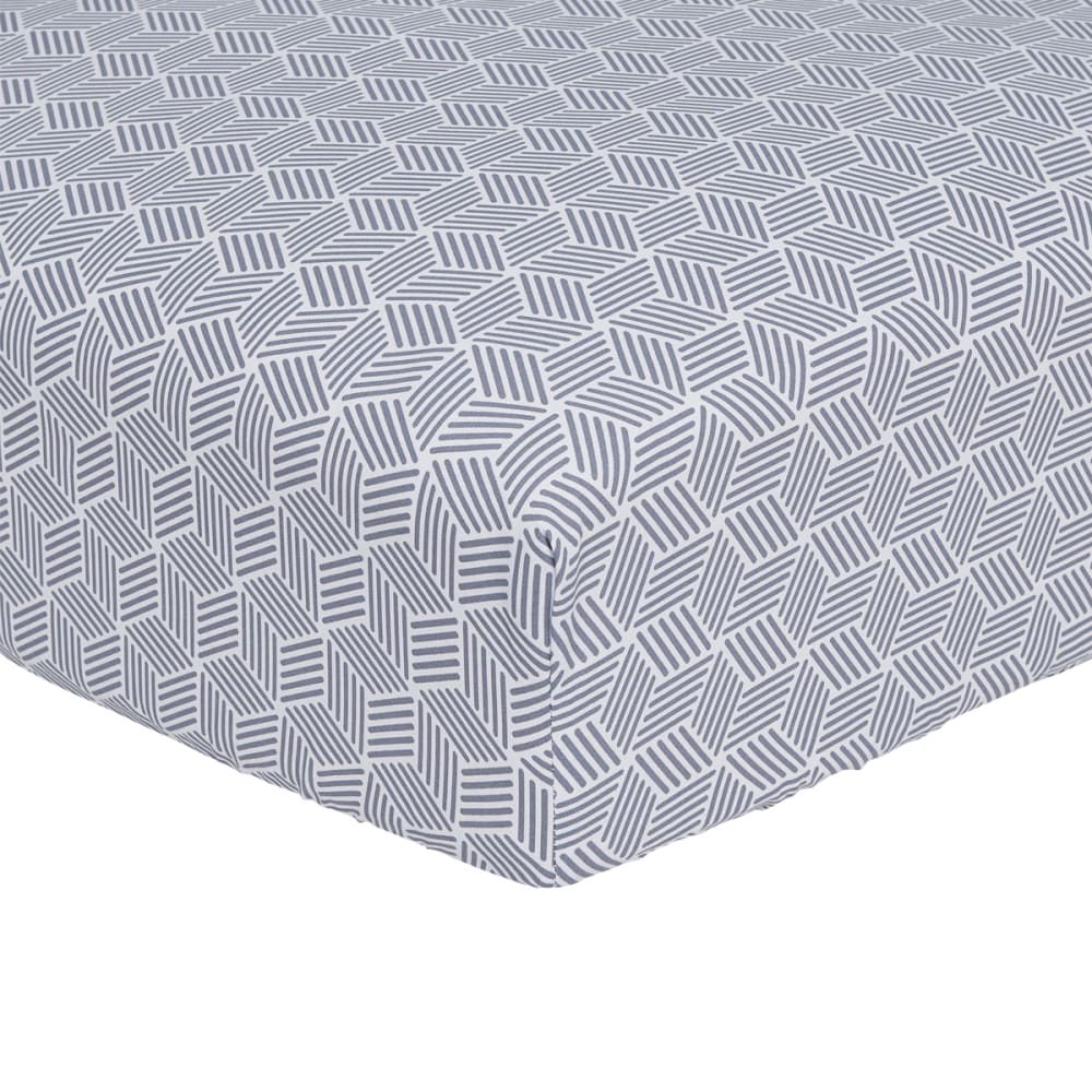 Drap housse imprimé en bambou blanc et noir 160x200