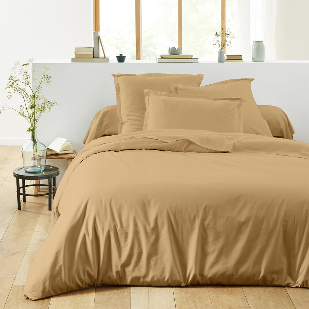 Drap housse uni en coton, biscuit 160x200 - Maisons du Monde