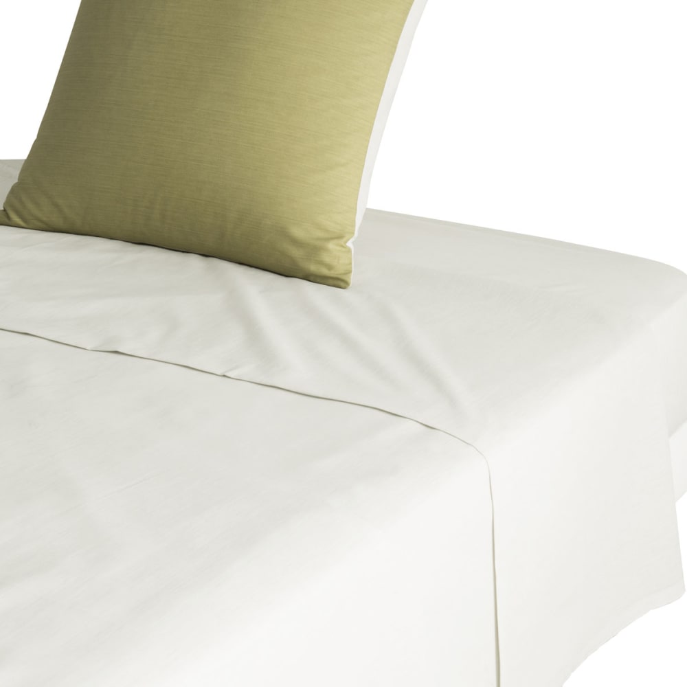 Drap plat fines rayures en bambou ivoire 240 x 300