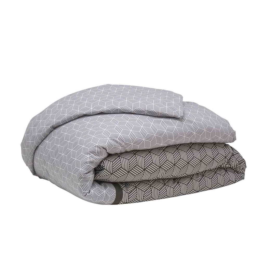 Housse de couette imprimée en bambou blanc et noir 260x240 - Maisons du Monde