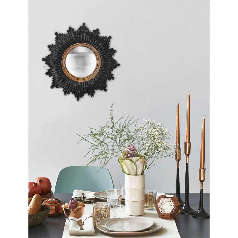 Miroir soleil D30 cm noir / or - Maisons du Monde