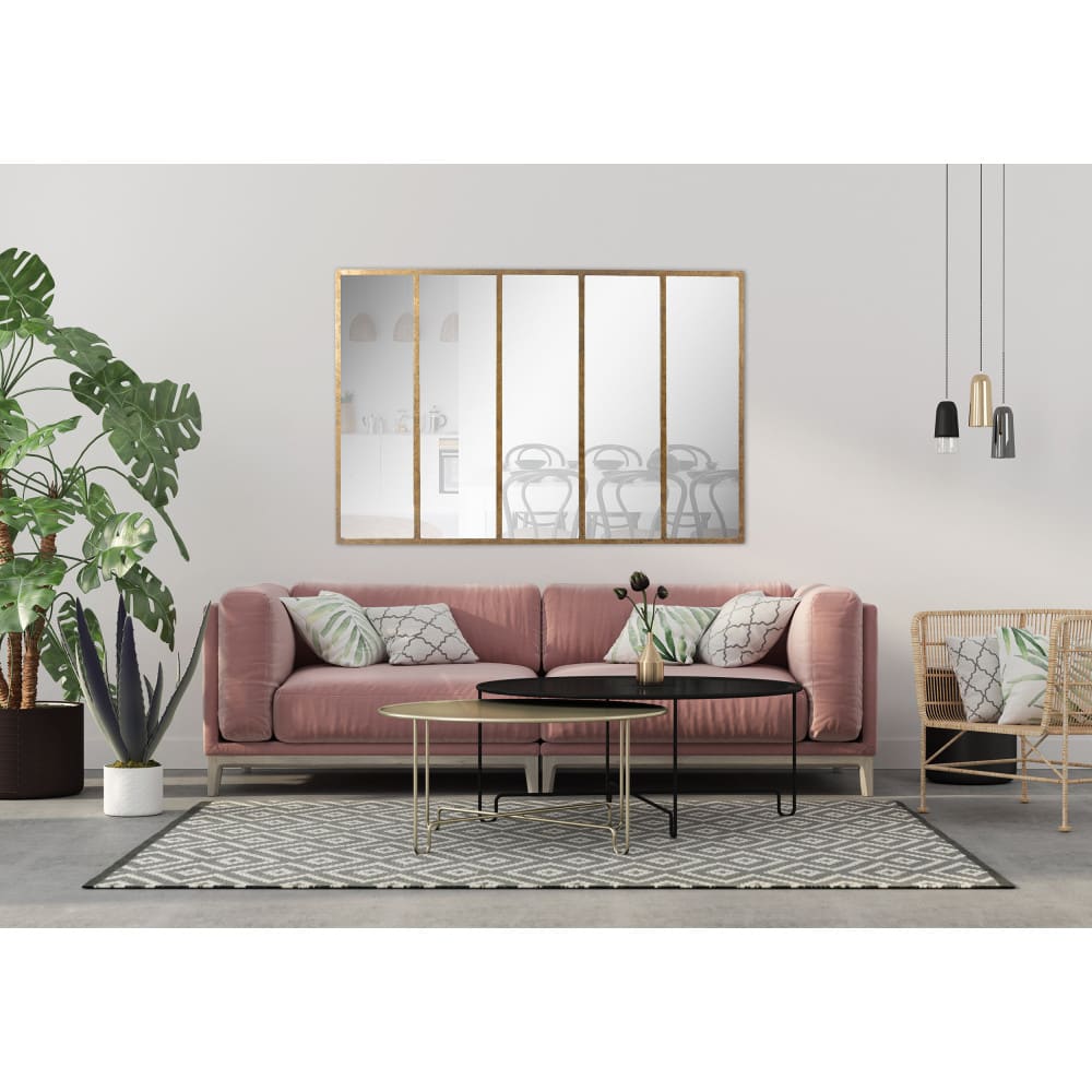 Miroir verrière en métal 137x90 cm - Doré - Maisons du Monde