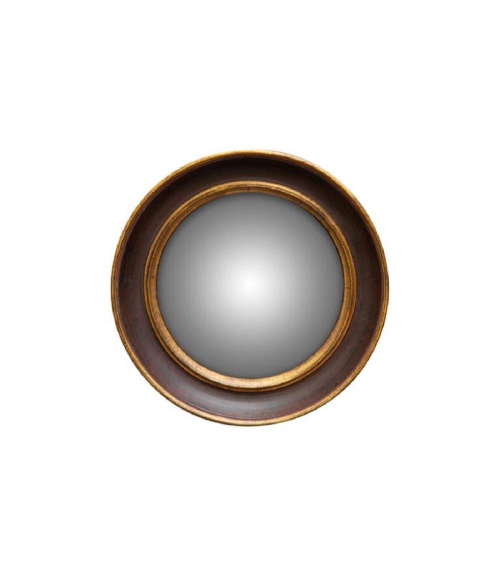 Miroir mural rond résine marron et doré D17,5cm
