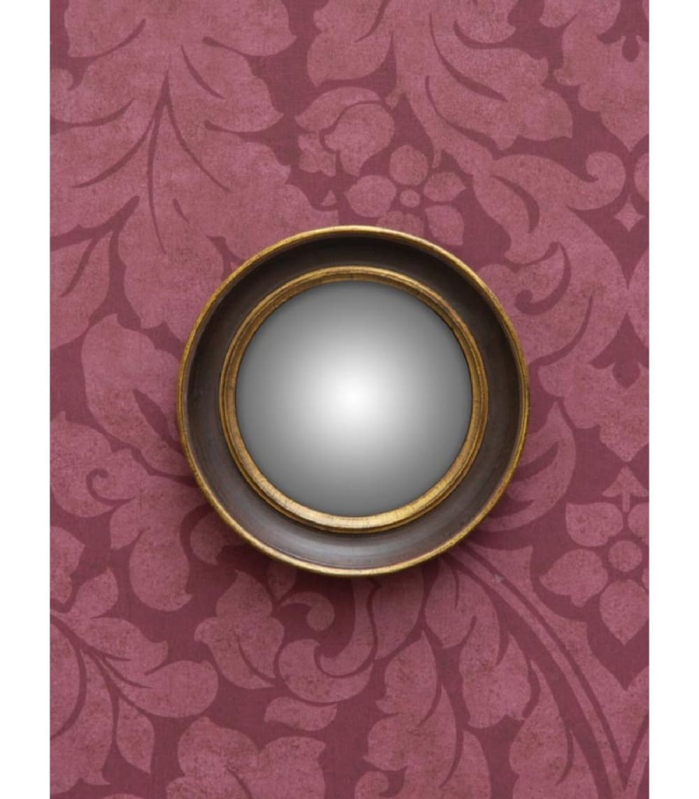 Miroir mural rond résine marron et doré D17,5cm - Maisons du Monde