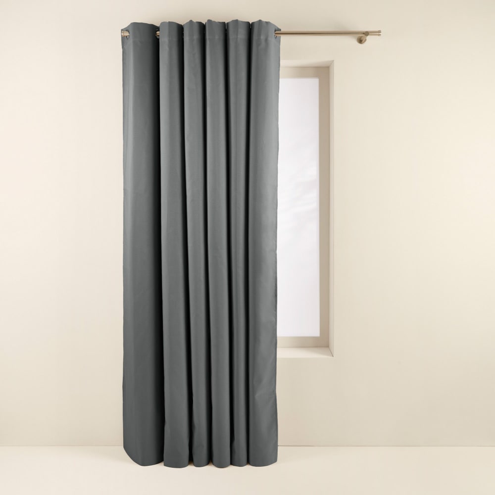 Madura Rideau tissu à enduction pvc, occultant à 100% gris 145x270 cm style contemporain - Pes - Polyester
