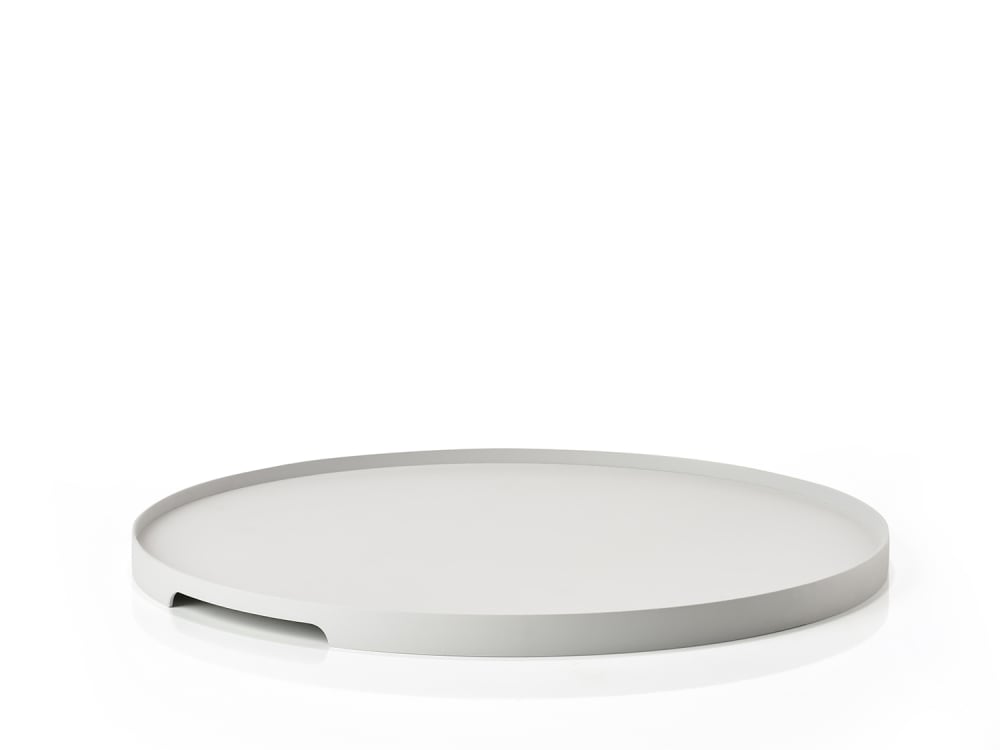Zone Denmark Plateau rond en métal gris clair D35cm style classique chic - Acier