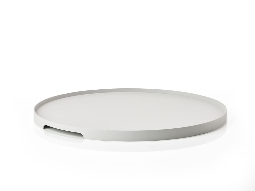 Plateau rond en métal gris clair D35cm - Maisons du Monde