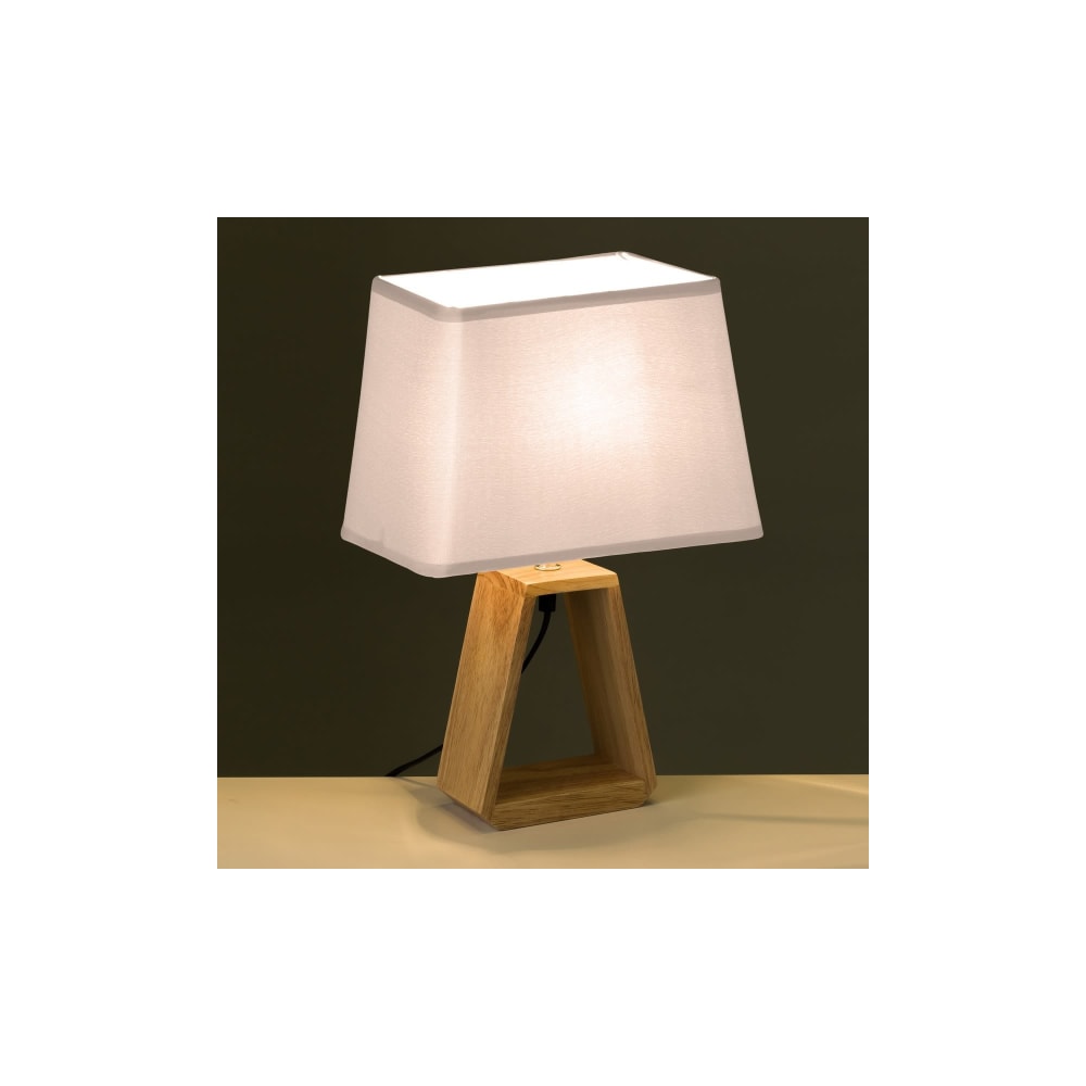 Lampe à poser triangle bois et abat-jour blanc - hauteur 41cm — vue 3