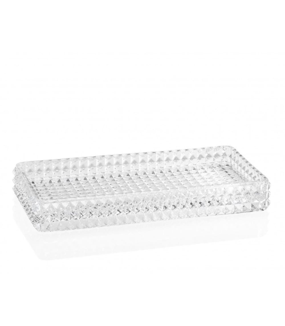 Wadiga Plateau de présentation salle de bain en verre taillé Transparent