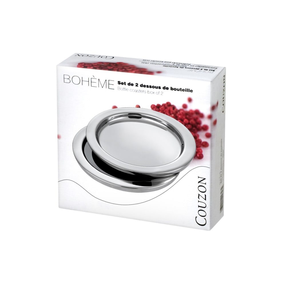 Set di 2 sottobicchieri in - Argentato - Acciaio inossidabile