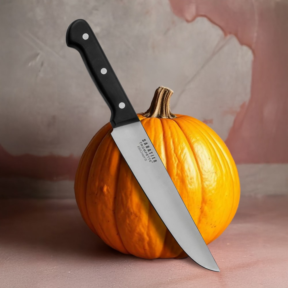 Sabatier Trompette Fleischermesser 20 cm aus Edelstahl 5CR15MOV, Schwarz Schwarz