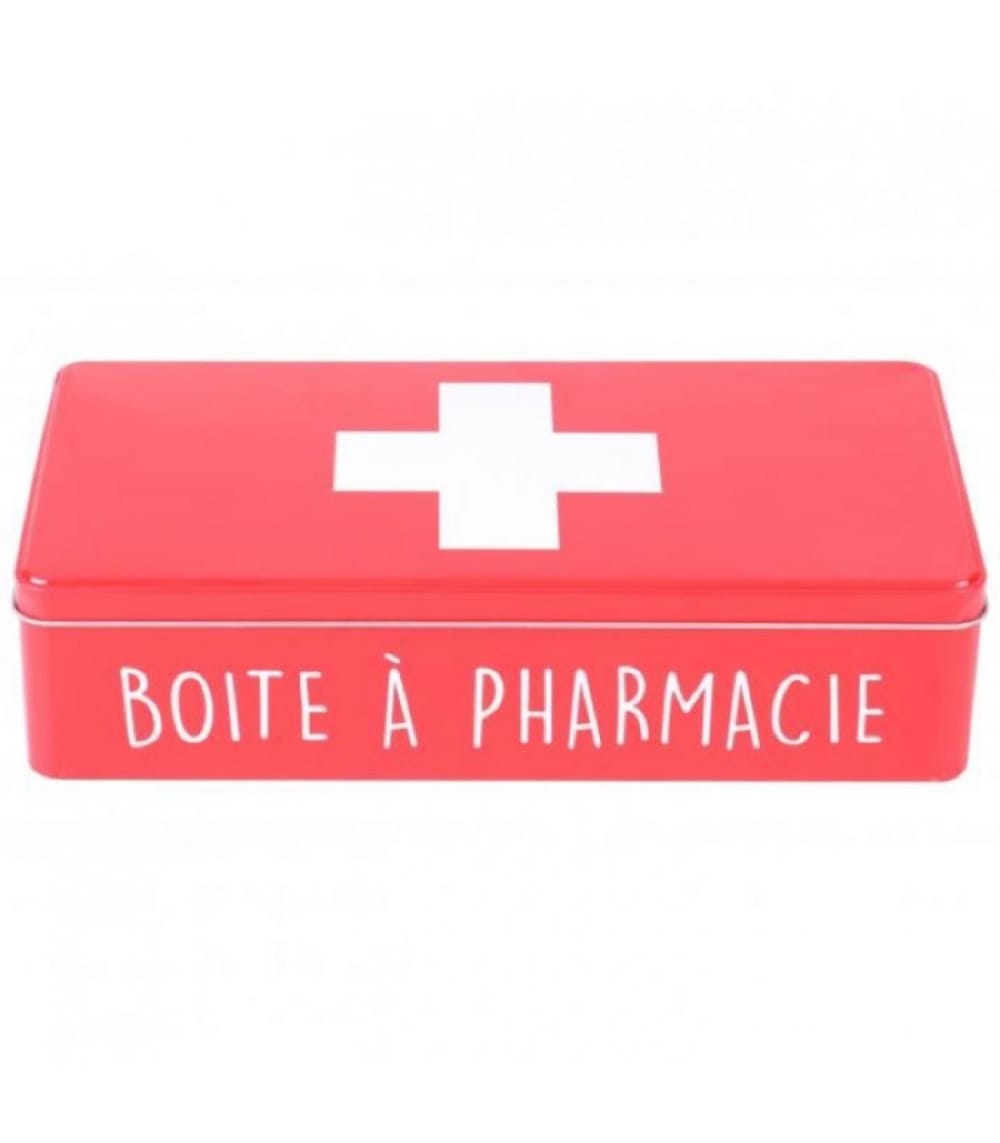 Wadiga Boîte en métal rouge et croix blanche 32x15,5cm