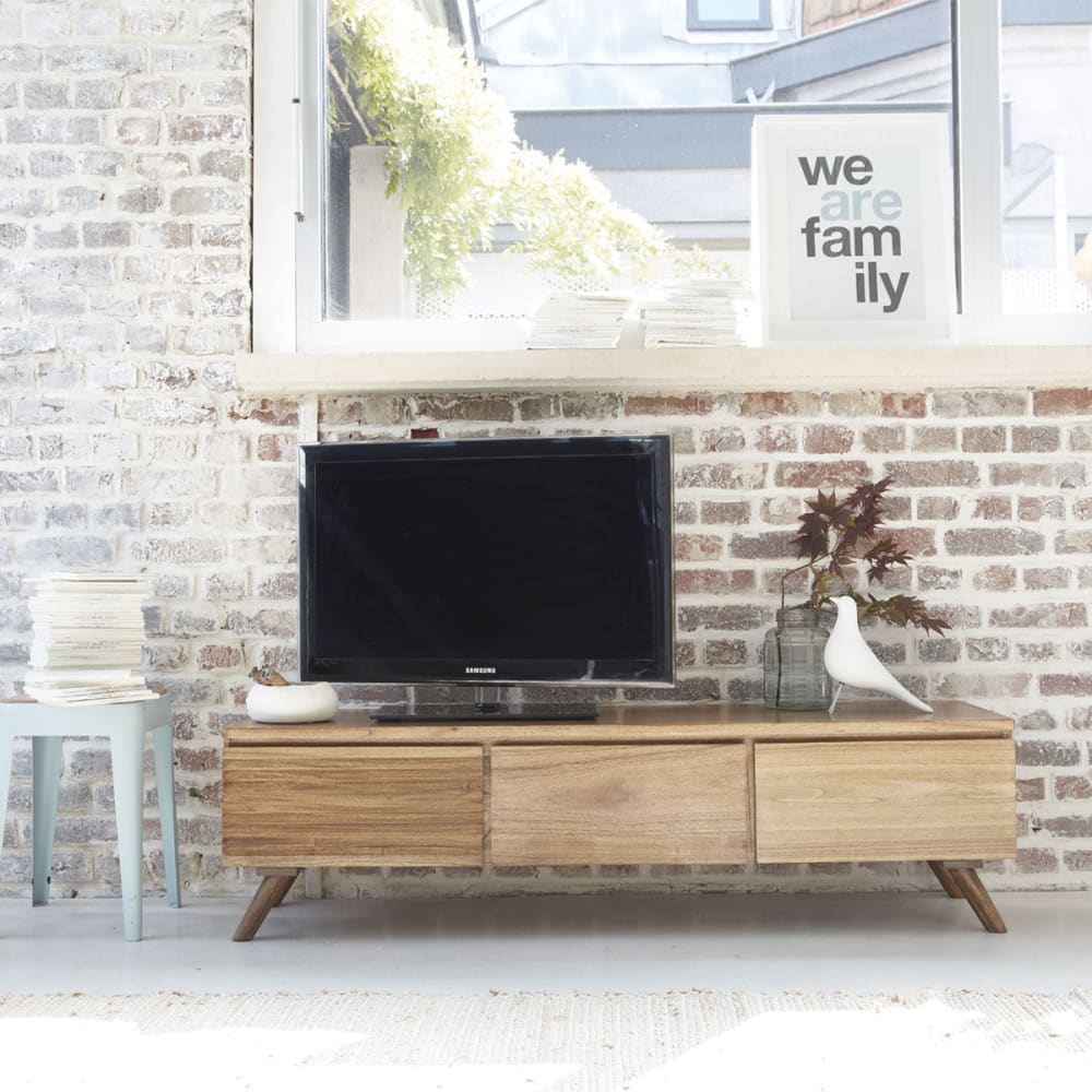 BERAH GETAH Skandinavischer TV-Schrank mit 3 Schränken im Sinn style modern Beige Holz