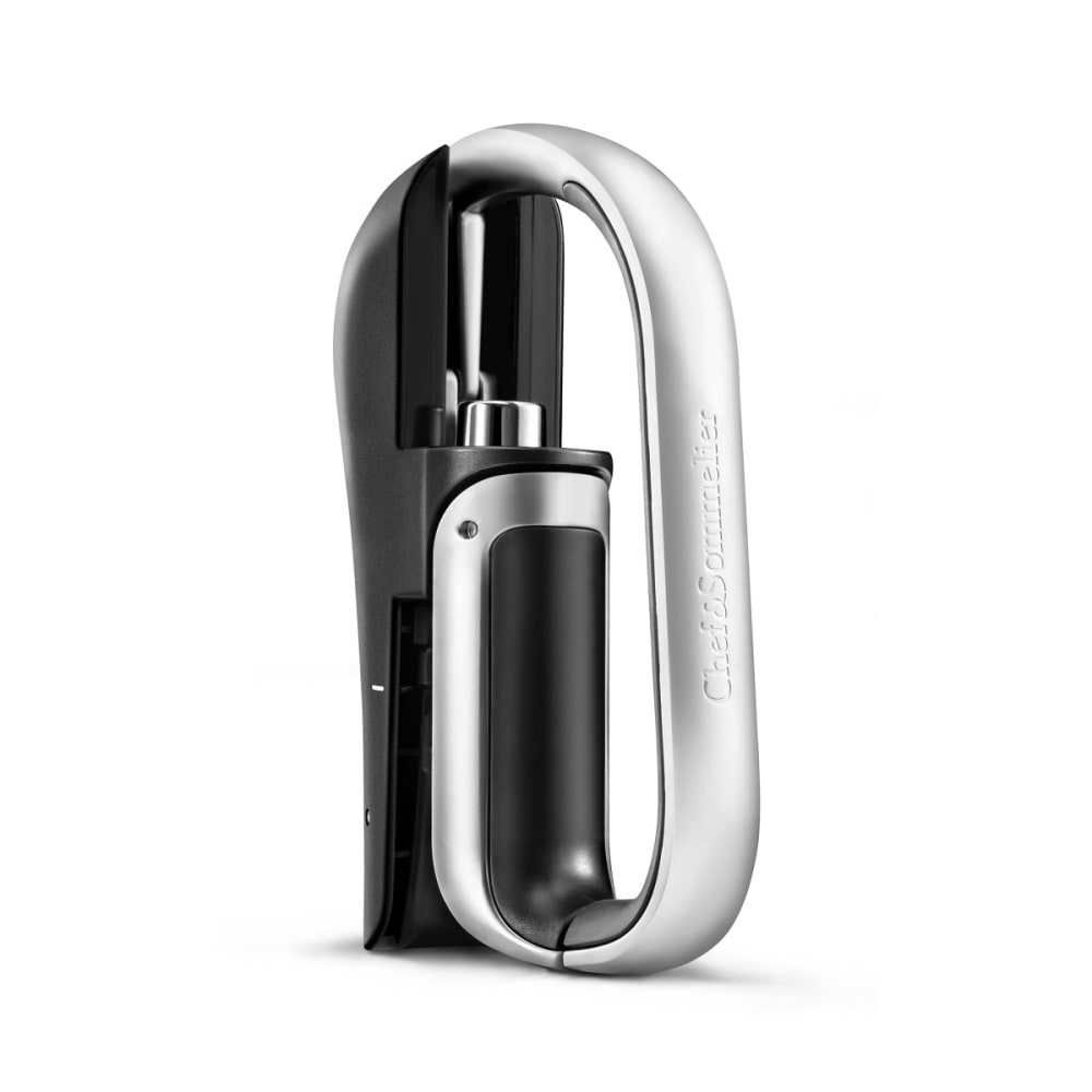 Cavatappi con leva in acciaio inox, abs ed elastomero nero - Acciaio