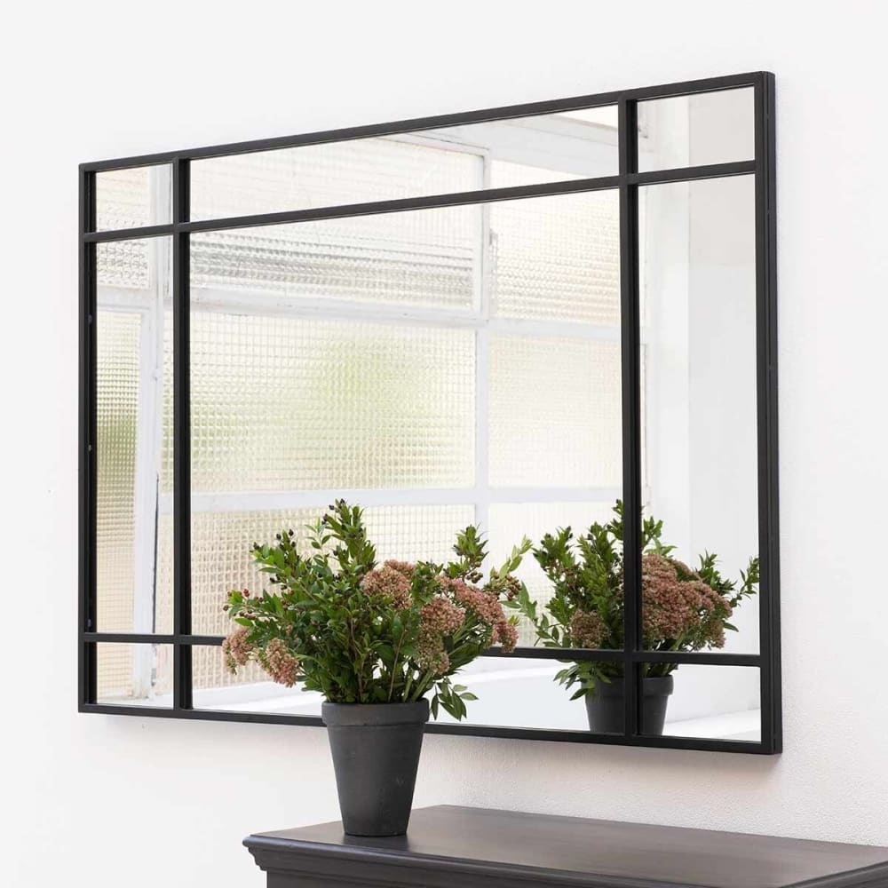 Espejo rectangular de metal negro 130 x 90 cm - Maisons du Monde