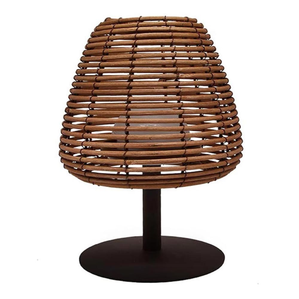 Lampe de table sans fil polyrotin marron h25cm - Maisons du Monde