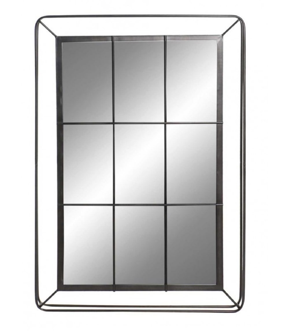 Wadiga Miroir mural en métal noir 81x120cm style industriel