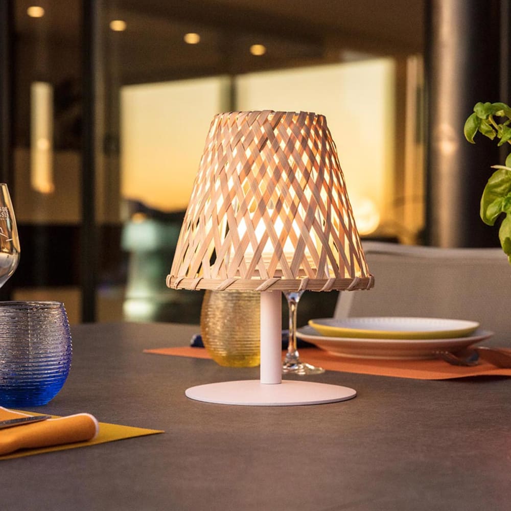 Lámpara de mesa inalámbrica beige h26cm