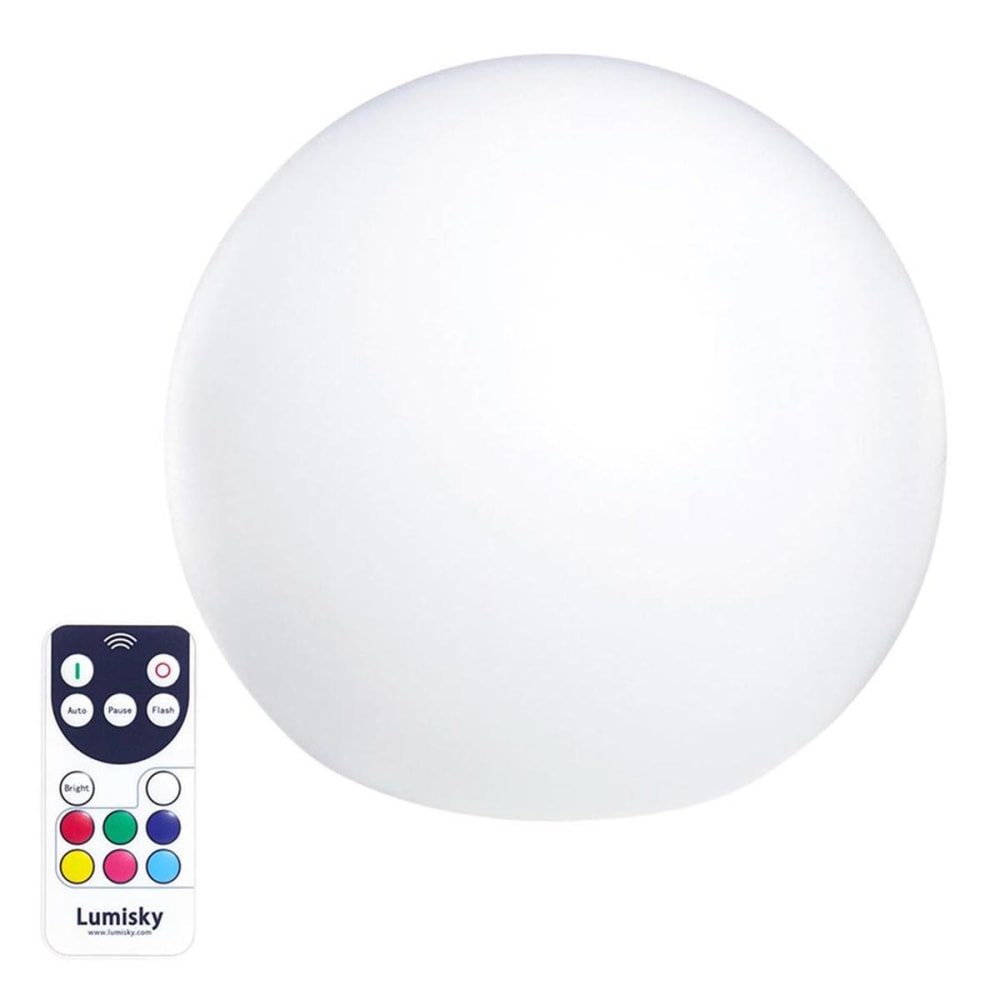Boule lumineuse sans fil polyéthylène blanc d30cm