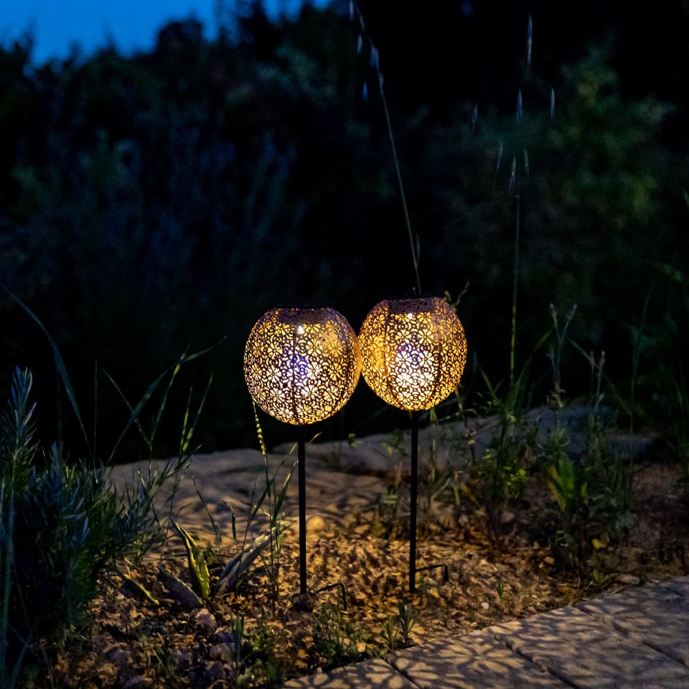 Juego de 2 luces solares con estaca marrón h45cm