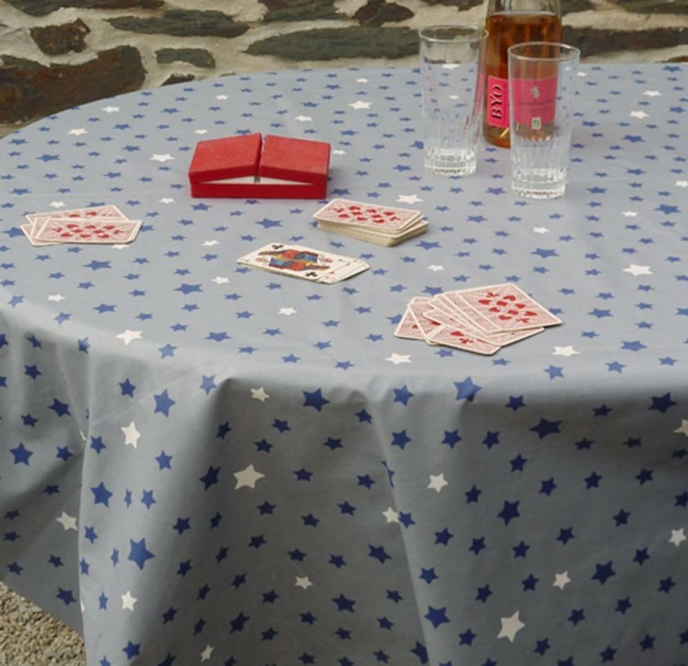 Nappe enduite bleue ronde diam 160 cm