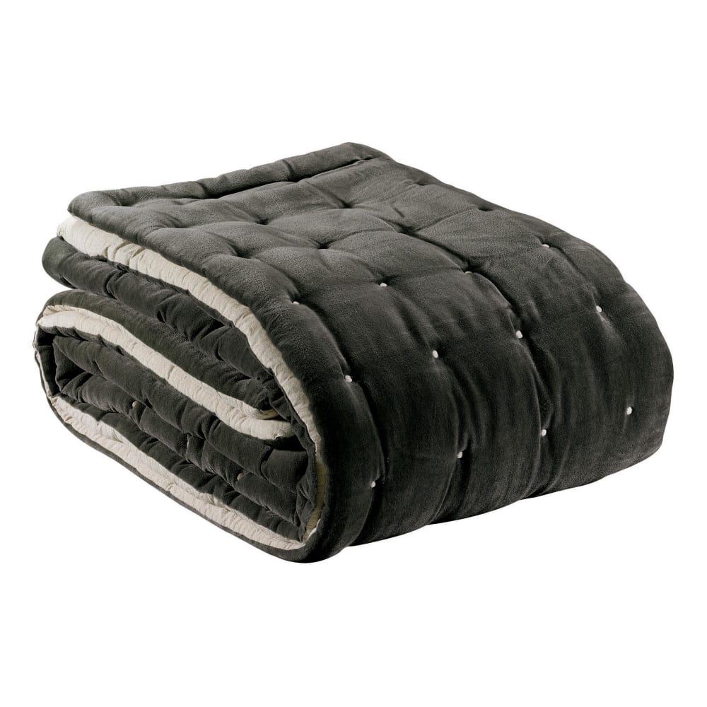 Jeté  finition capiton en coton tonnerre 240 x 260 cm