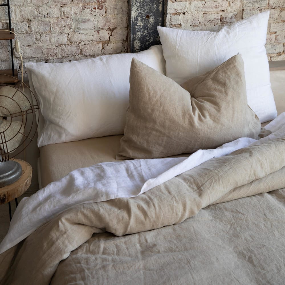 Housse de couette stonewashed en lin blanc 240 x 220 cm — vue 3