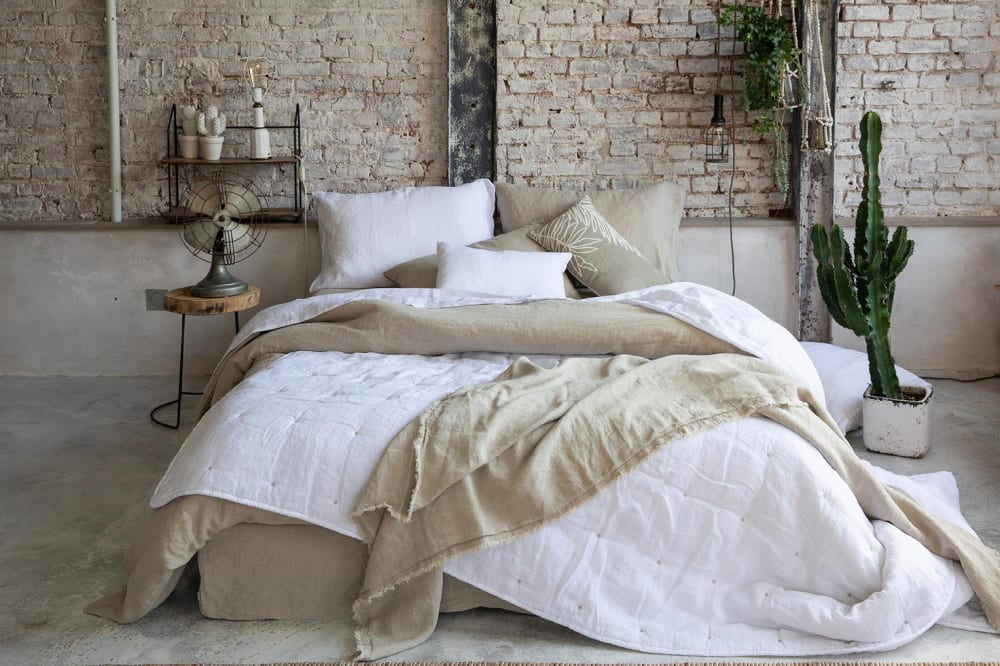 Housse de couette Stonewashed  en lin craie 240 x 220 cm