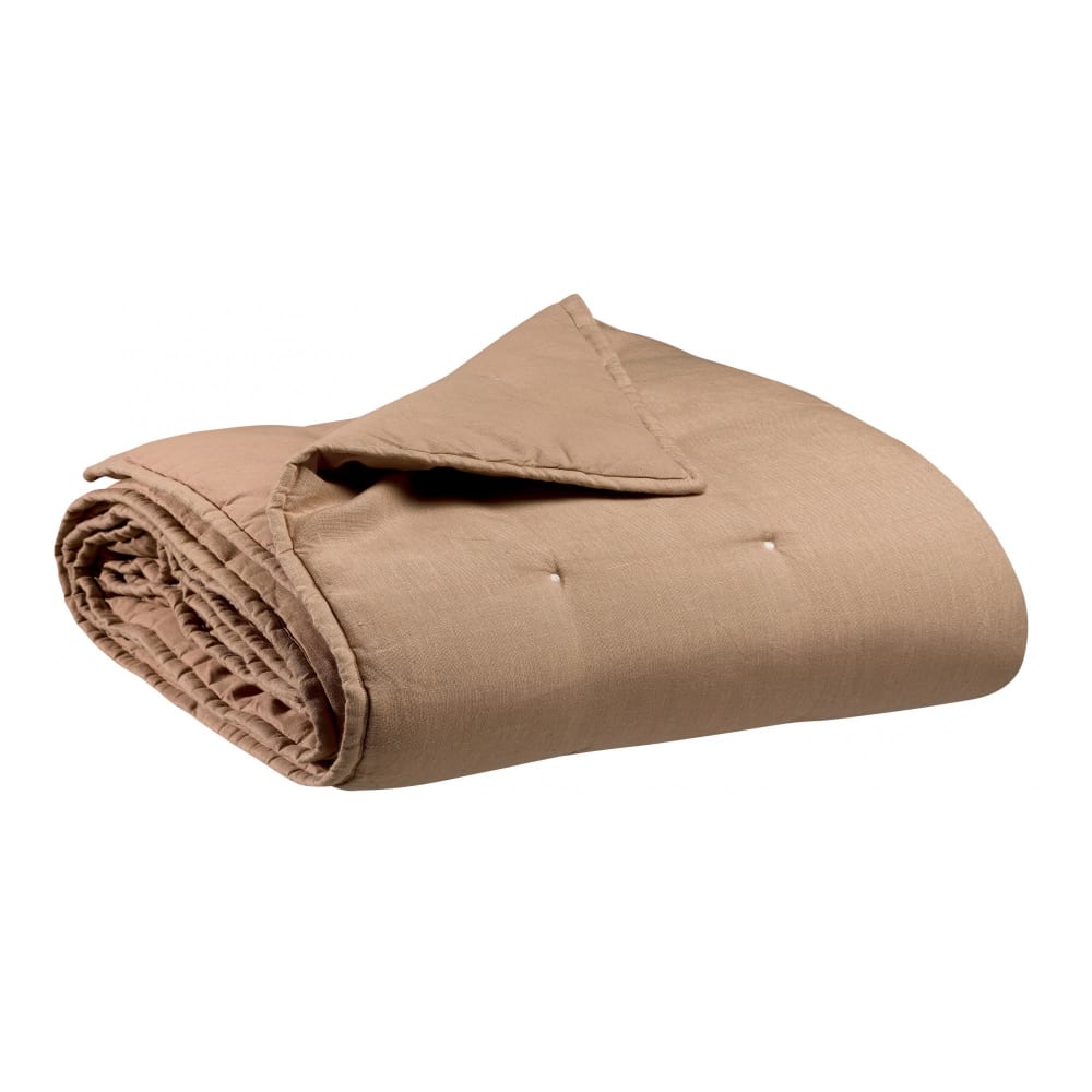 Jeté stonewashed  en lin sable 180 x 260 cm