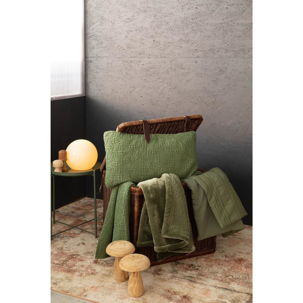 Jeté stonewashed en coton amande 240 x 260 cm - Maisons du Monde