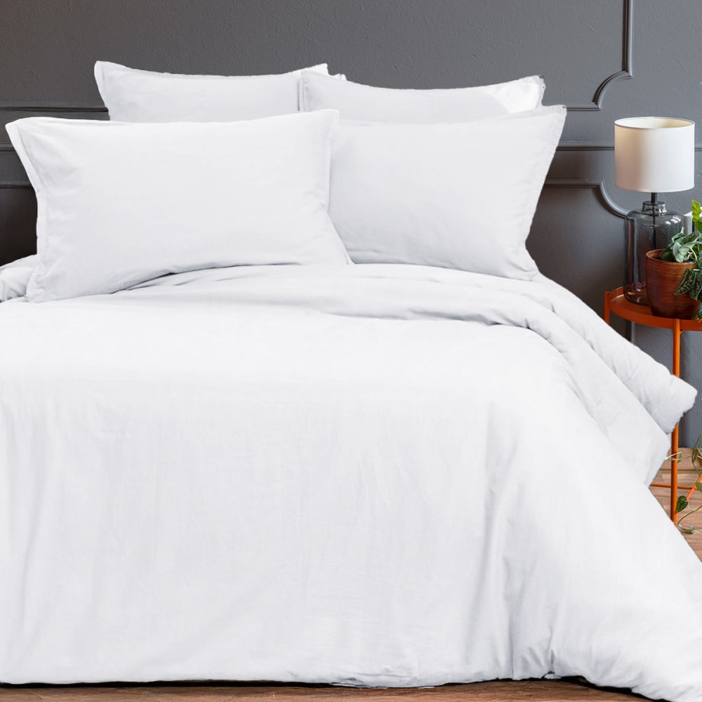 Housse de couette en coton lavé biologique  blanc 200x200 cm