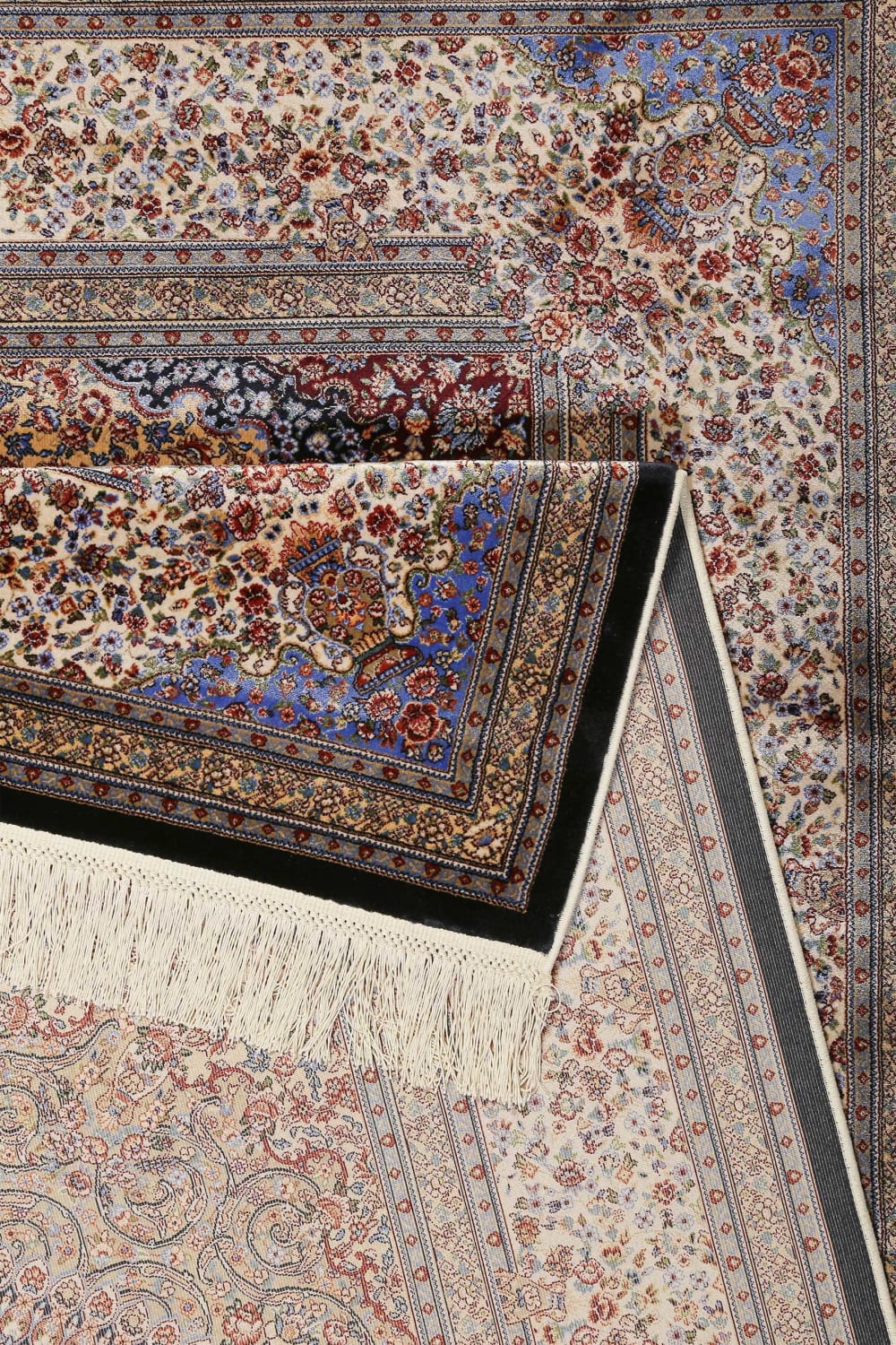 Tapis tissé fin soyeux vintage bleu de très grande qualité 140x80 — vue 4