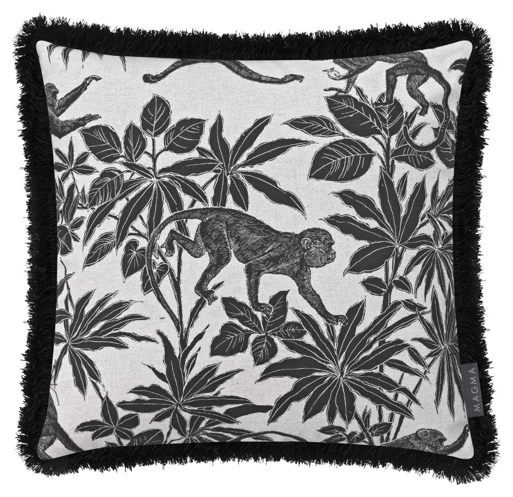 Housses de coussins imprimées jungle noir en coton 40x40 - Lot de 2