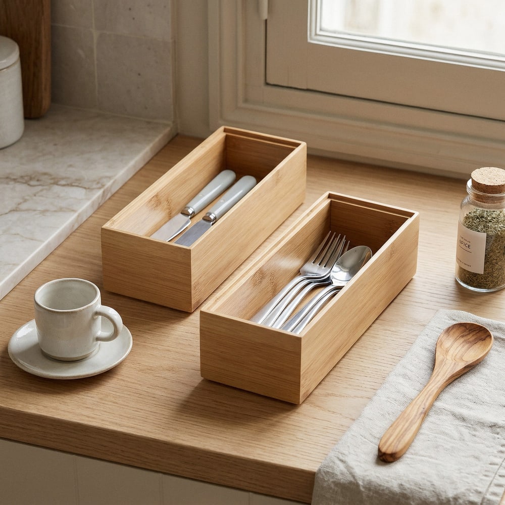 Boîte de rangement en bambou 22,5x7,5cm Boîte de rangement en bambou 22,5x7,5cm