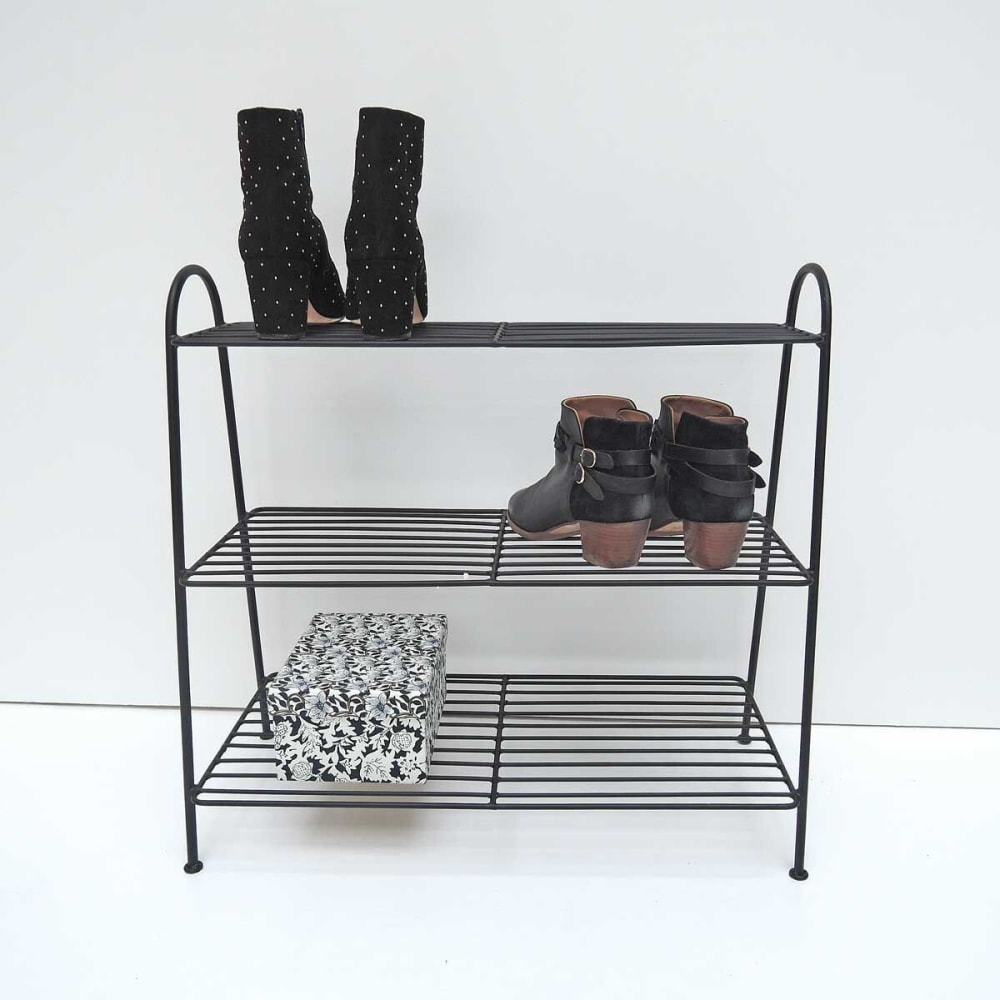 Scarpiera in metallo nero a 3 livelli - Decoclico