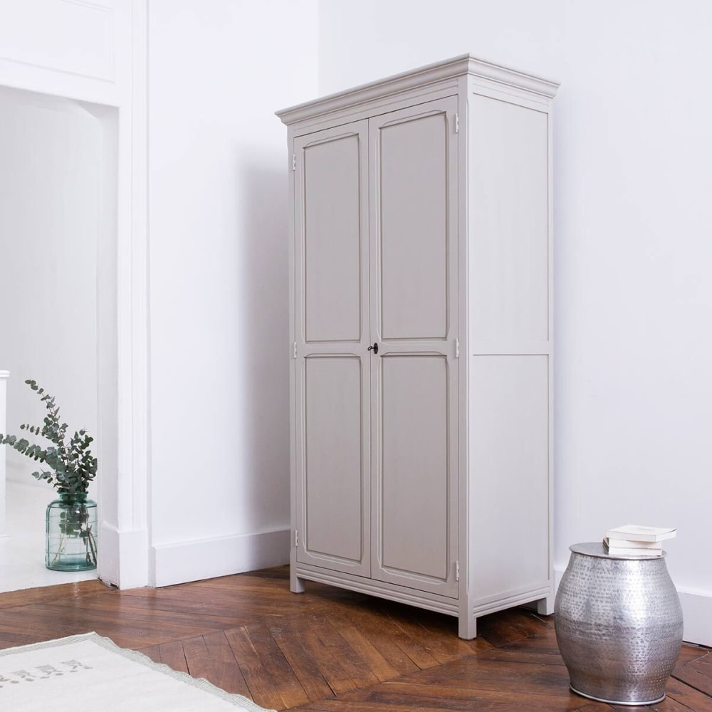 Armadio rustico in legno di pino grigio chiaro 2 ante - Decoclico